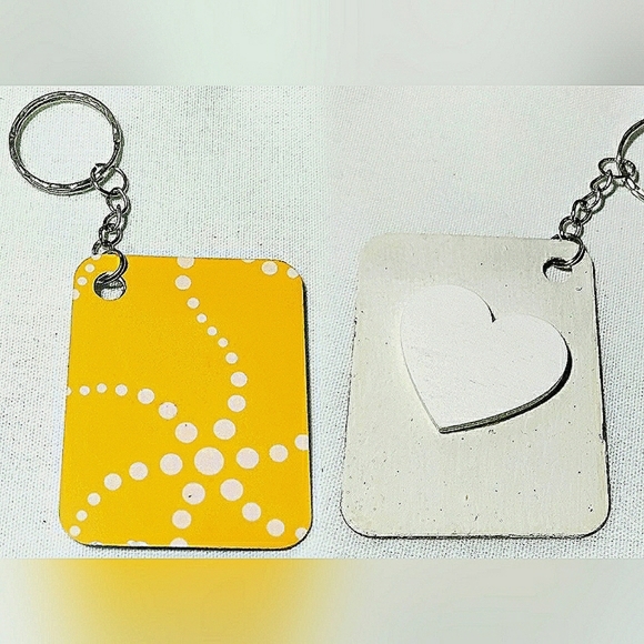 NEW Handmade Keychain Bag Tag! Italian Wood ArtDeco4. "I LOVE My Bag" Wood Heart - Picture 6 of 6